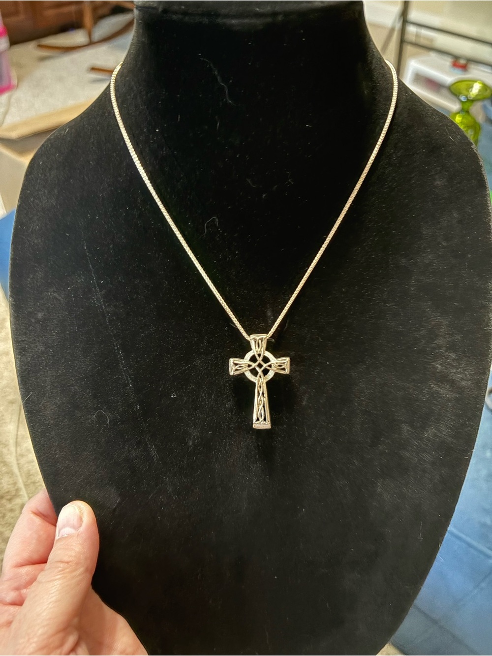 Sterling Silver Celtic Cross On Chain (Italy) 18” 925